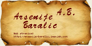 Arsenije Baralić vizit kartica